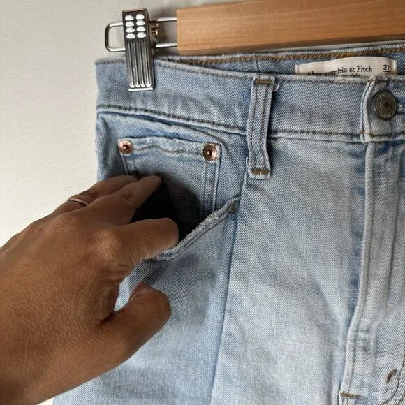 Abercrombie & Fitch Jeans Women's Blue Ankle Straight Ultra High Rise Sz 27/4R - Picture 3 of 11